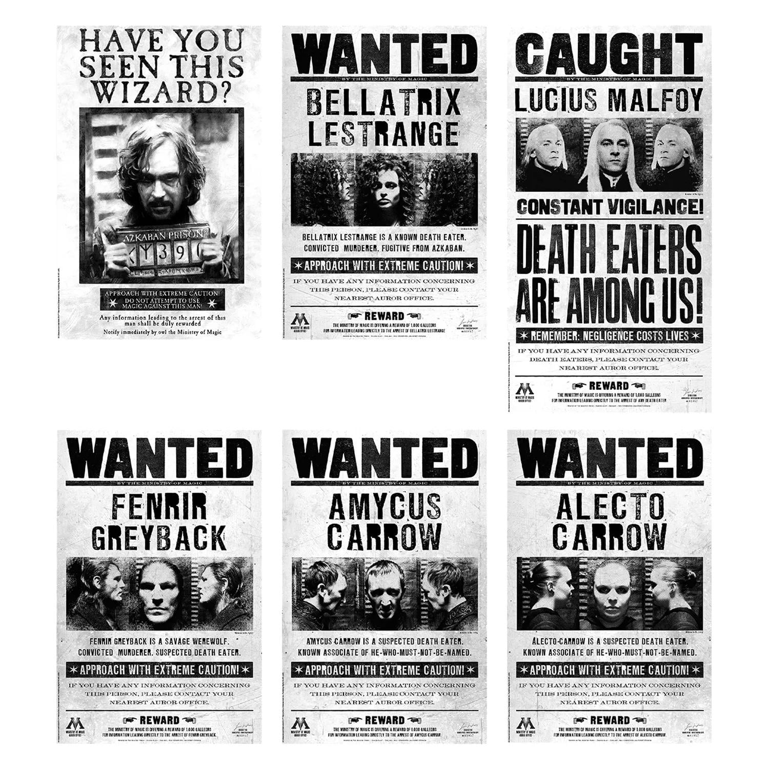 19 1/2" – 24" Harry Potter Wanted Wizard Cardstock Posters – 6 Pc ...
