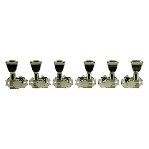 19:1 Ratio Guitar Tuning Machines - KED-3801N - 3 Per Side - Nickel - Offset Screw Mount - 25/64" Peg Hole - Die-Cast Tuners