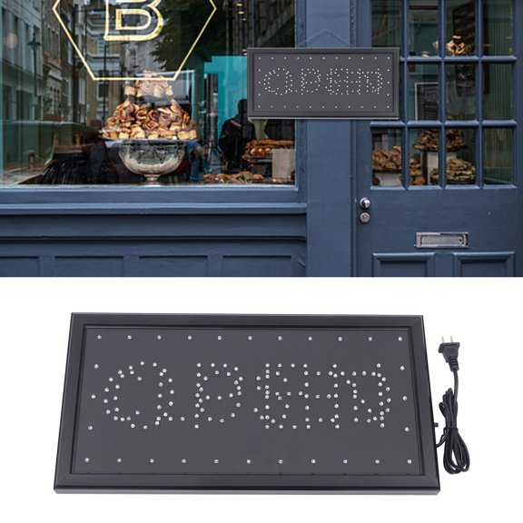 1910 Inch 2-in-1 LED Open & Closed Business Sign, Bright High Visibility Electric Display Board with Flashing & Steady Light Modes, Wall Window Mount Advertising Neon Sign