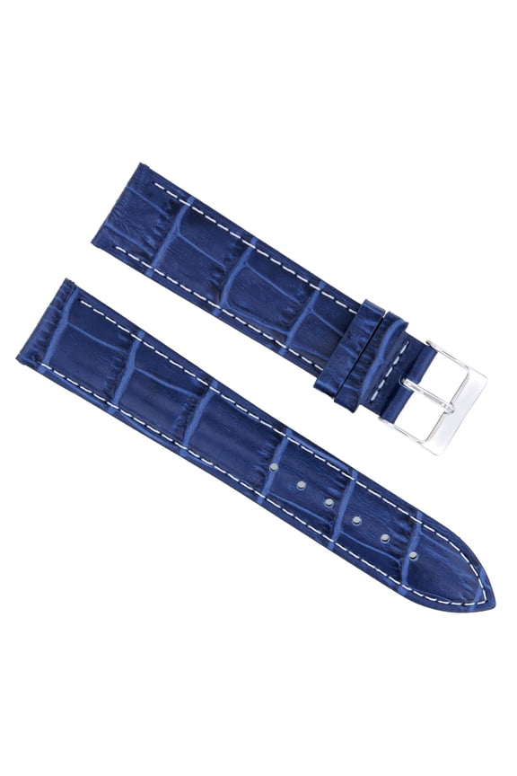 19/16MM LEATHER WATCH STRAP BAND FOR CHOPARD WATCH BLUE WHITE STITCHING