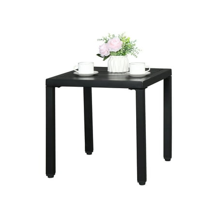 19*19*18"Wrought Iron Side Table Indoor Outdoor Small Metal Square Side/End Table, Patio Coffee Bistro Table, Balcony Black End Table
