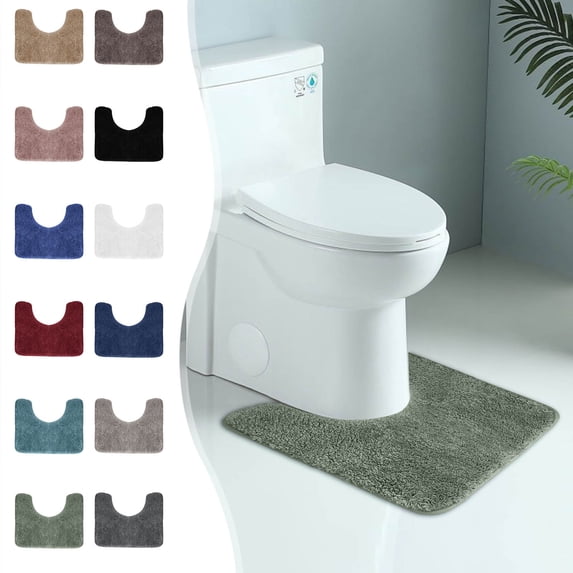 19*19Inch U-Shaped Toilet Bath Mat, Ultra Soft Plush Non Slip Water Absorbent Rug, Fits Toilet Base Bathroom Floor Mat