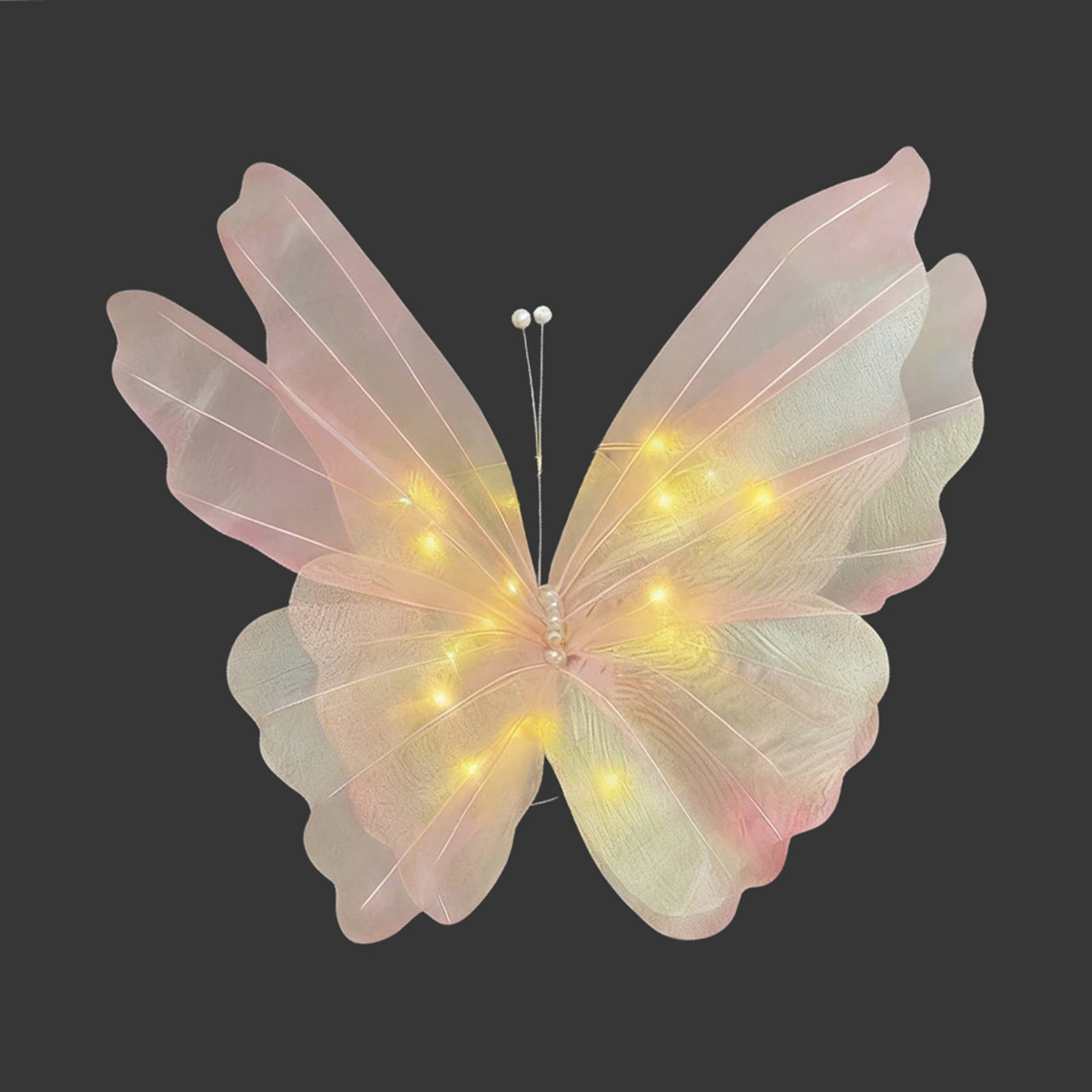 19.2 Inch Giant 3D Light Up Mesh Butterfly Decor, LED Lighted Hanging ...
