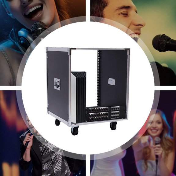 19*20.9*26in Portable Rolling Network Rack 12U Swivel Caster Wheels with Built-in Handles Swivel Caster Wheels