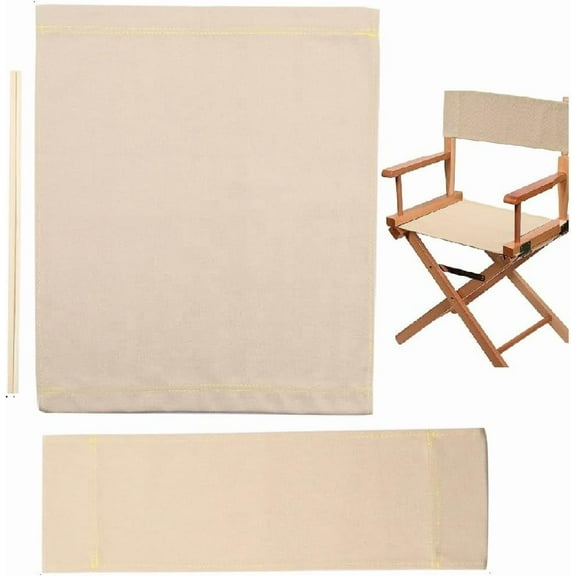 19~20x7~15" Chair Canvas Replacement Beige Casual Director Movie Chair Covers Kit Seat and Back with Two Wood Stick Easy to Clean Folding Chair for Home Patio Supplies Furniture Accessories