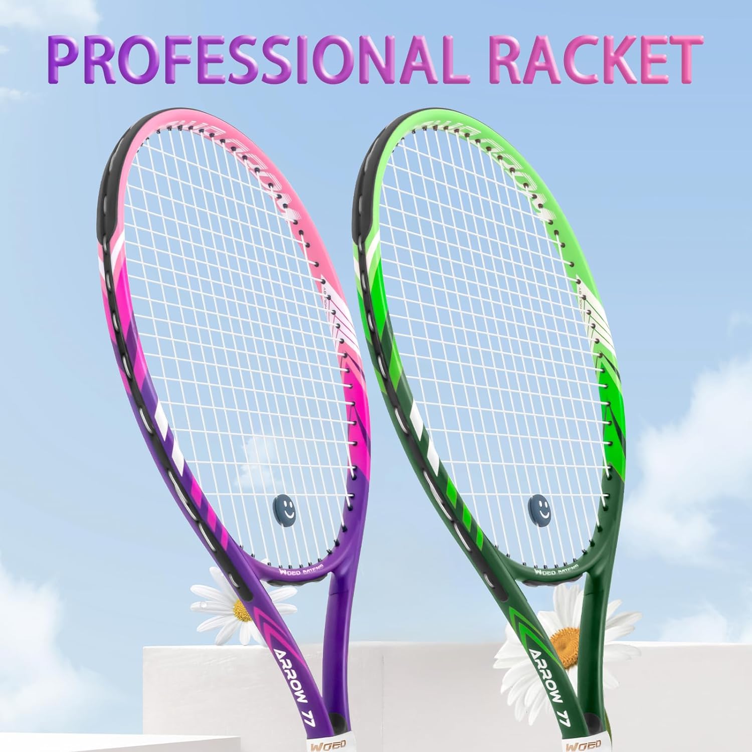 19" 23" 25" Kids Tennis Racket Junior/Youth Tennis Racquet with Tennis Ball Carry Bag Overgrips Vibrations Dampers...