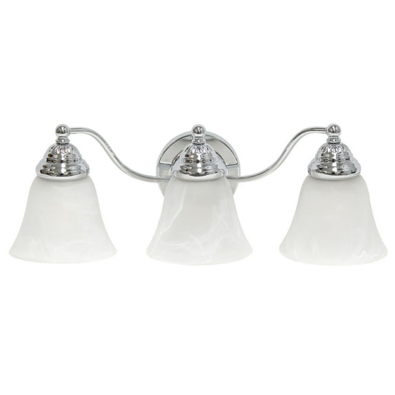 19.25" Classic 3 Light Winding Metal And Frosted Marble White Bell Shape Glass Shades Decorative Wall Mounted Vanity
