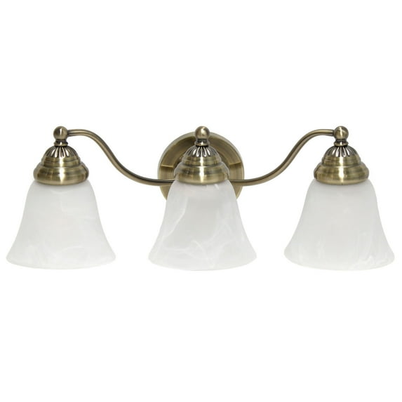 19.25" Classic 3 Light Winding Metal And Frosted Marble White Bell Shape Glass Shades Wall Mounted Vanity Fixture