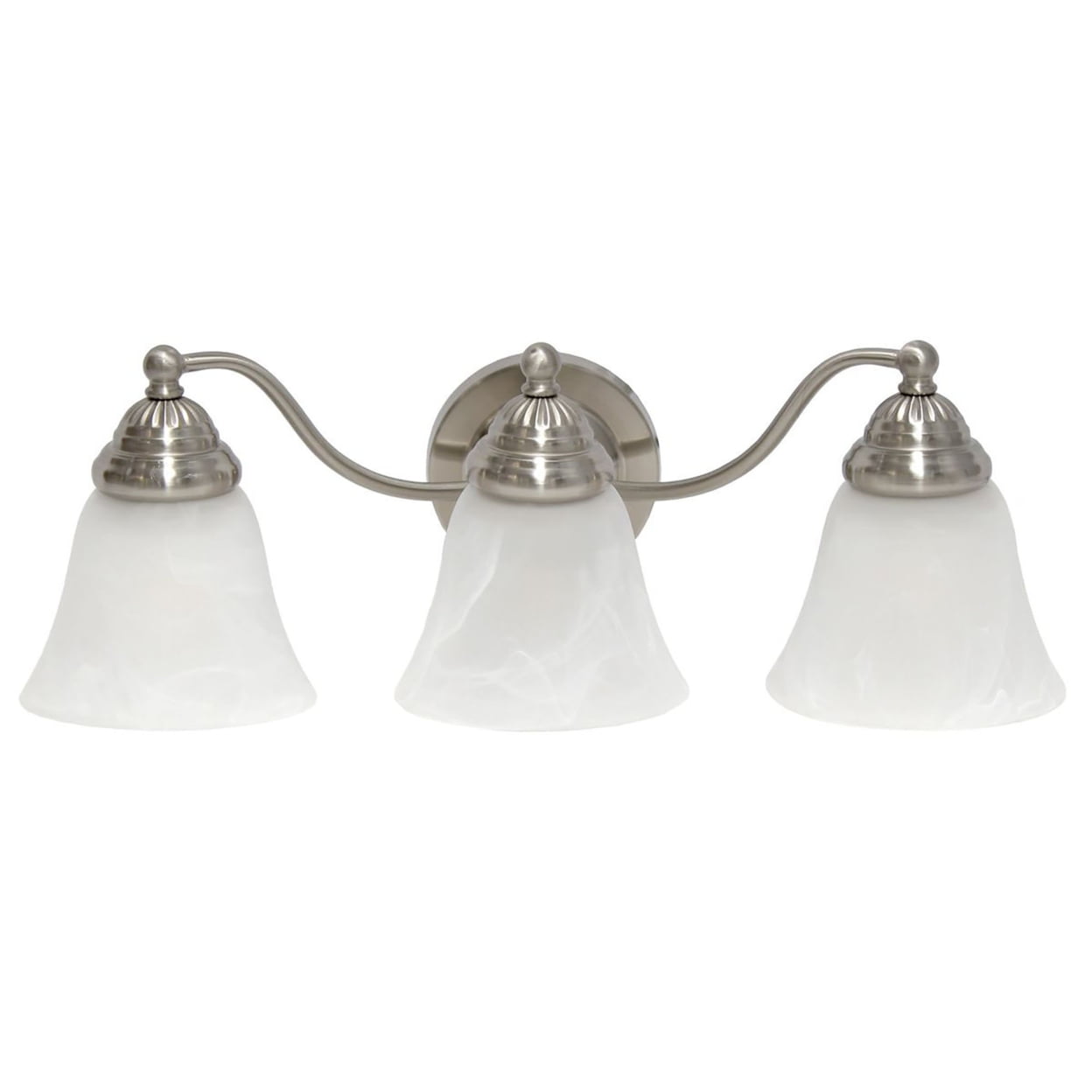 19.25" Classic 3 Light Winding Metal, Frosted Marble White Bell Shape Glass Shades Decorative Wall Mounted Vanity