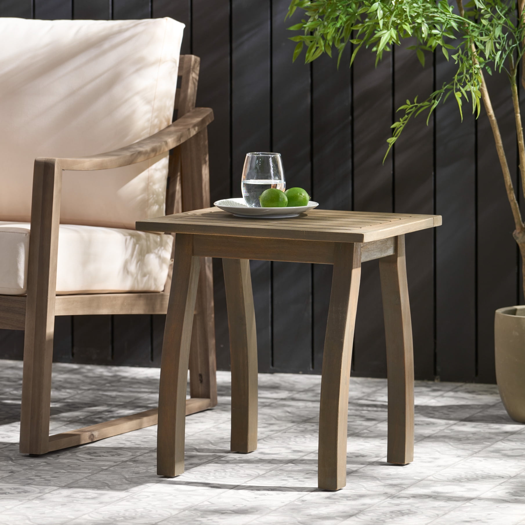 19.25" H Outdoor Accent Table, Modern Multi-Function Wood Side Small ...