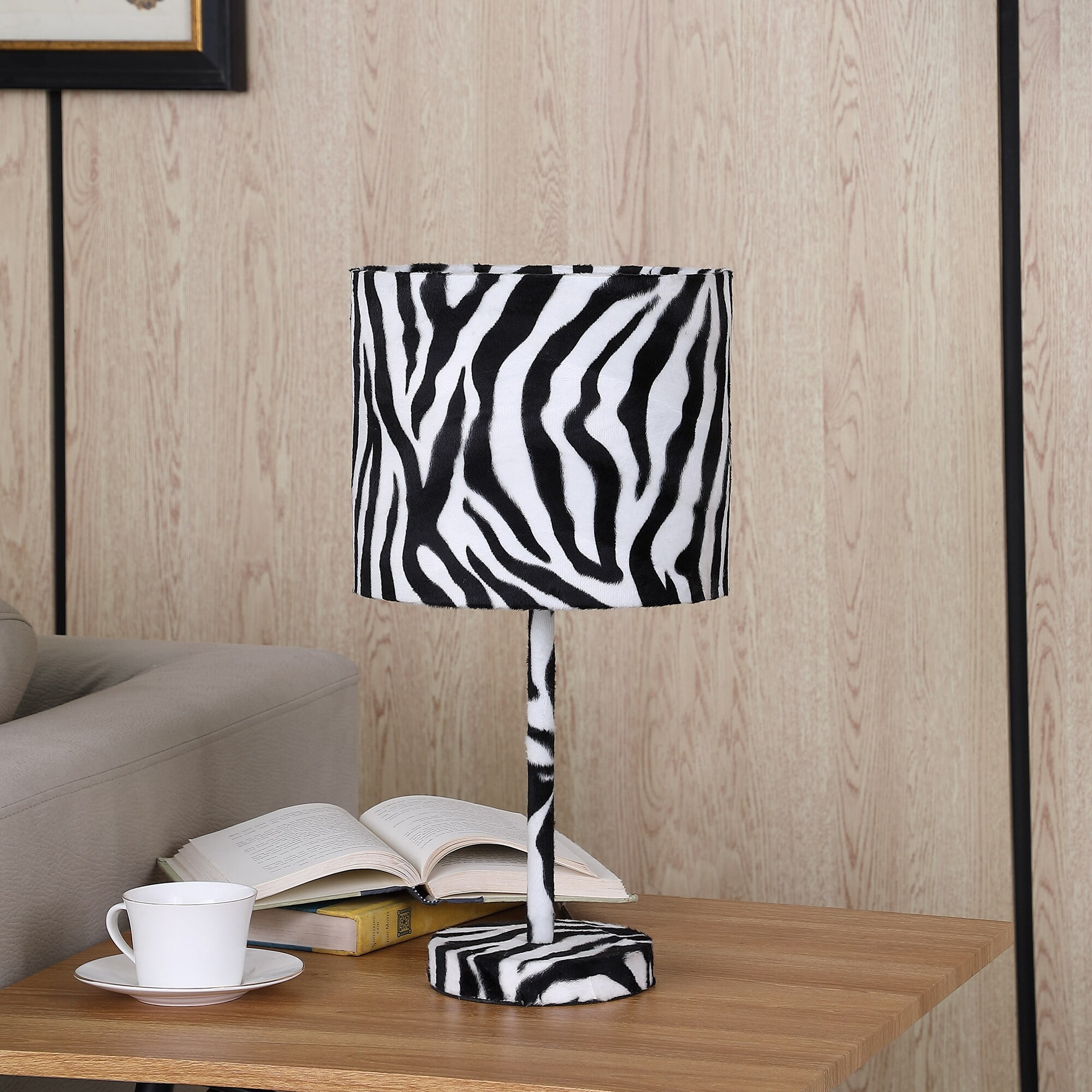 19.25 In. Faux Suede Zebra Print Metal Table Lamp - Walmart.com