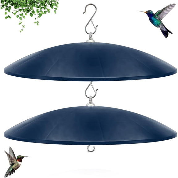 19.25-Inch Extra Large Squirrel Baffle,Hummingbird Feeder Shade Dome Cover, Bird Feeder Rain Guard, Hanging Squirrel Proof for Shepherd's Hook Outdoors (Blue) 2 Pack
