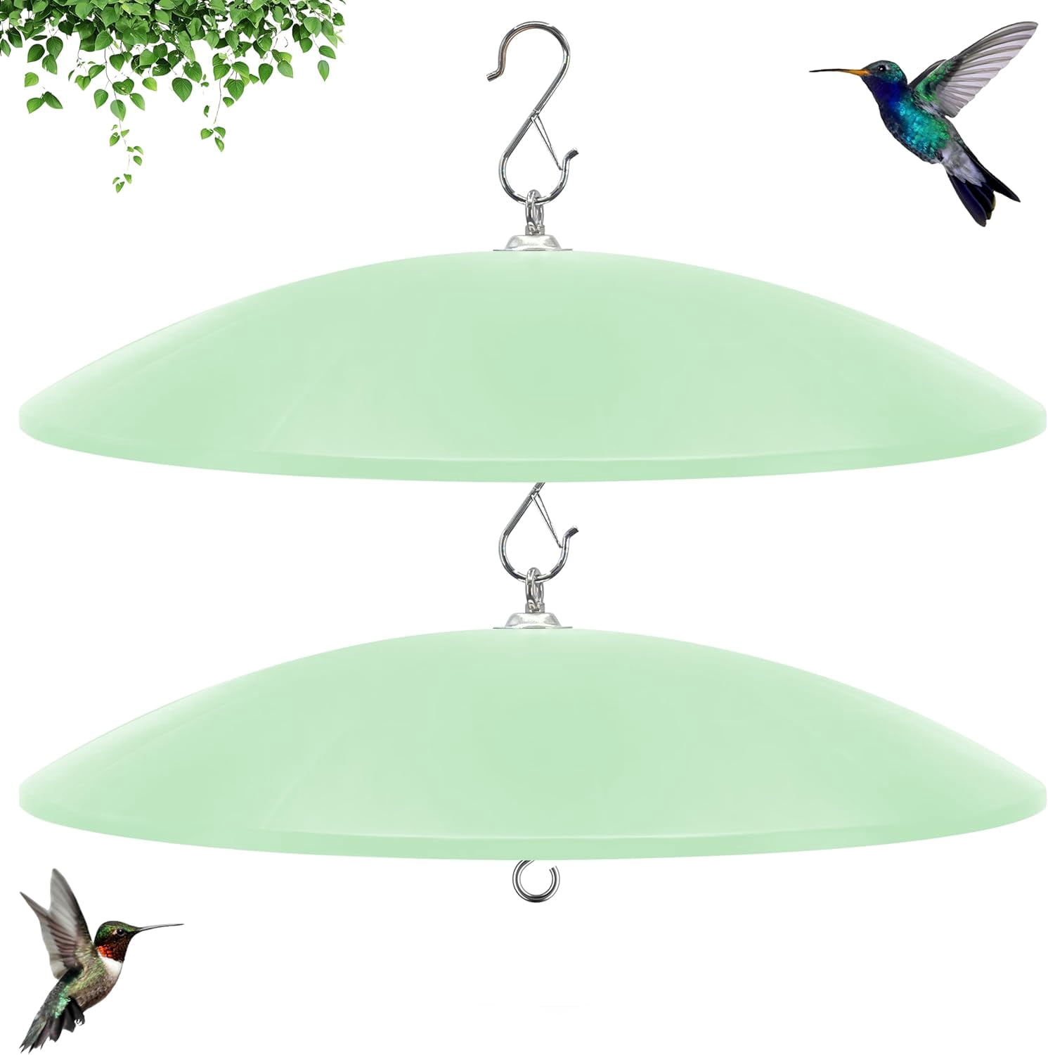 19.25-Inch Extra Large Squirrel Baffle,Hummingbird Feeder Shade Dome Cover, Bird Feeder Rain Guard, Hanging Squirrel Proof for Shepherd's Hook Outdoors(Grass Green) 2 Pack