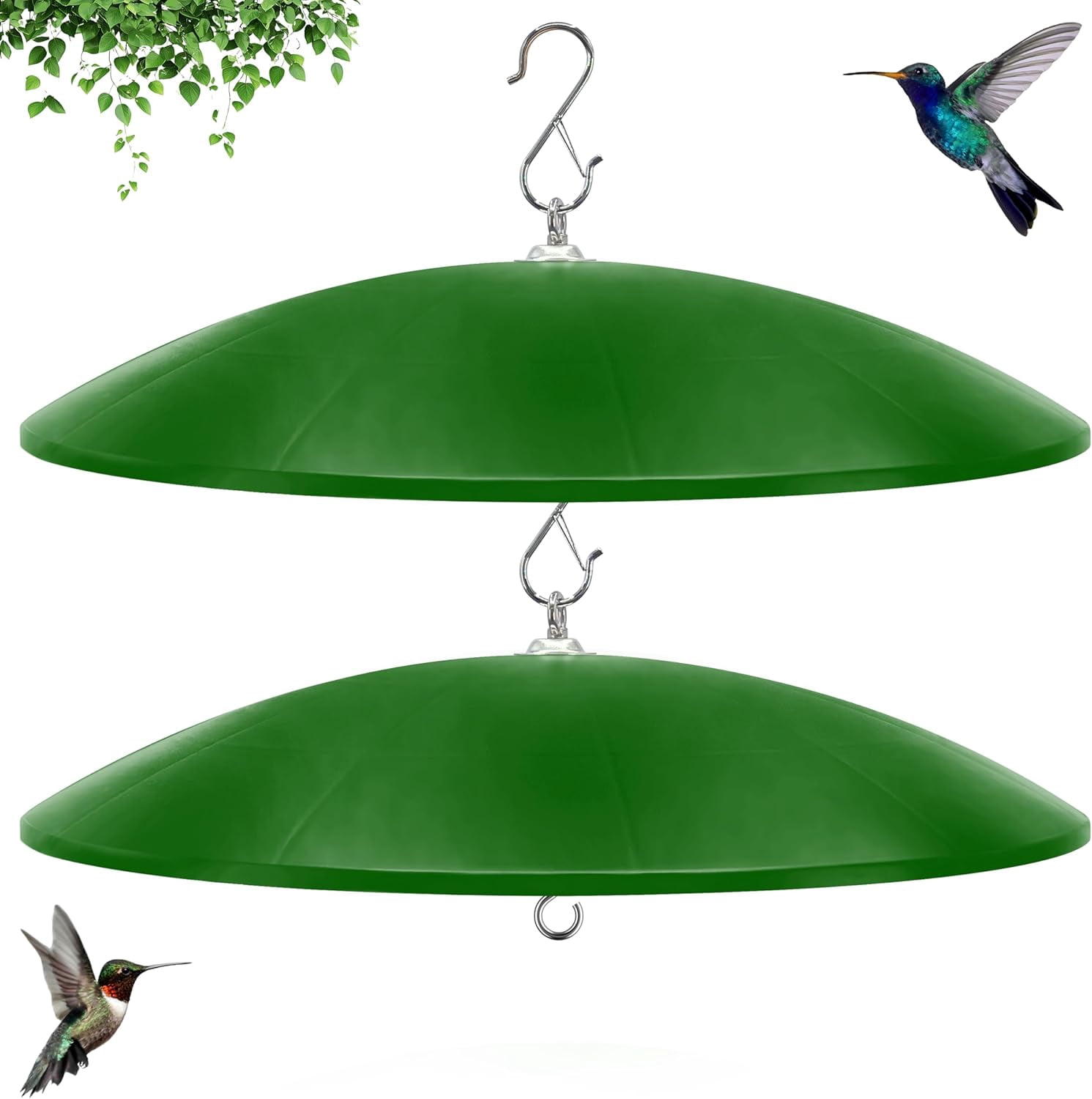 19.25-Inch Extra Large Squirrel Baffle,Hummingbird Feeder Shade Dome Cover, Bird Feeder Rain Guard, Hanging Squirrel Proof for Shepherd's Hook Outdoors (Green) 2 Pack