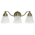 thumbnail image 1 of 19.25 in. Classic 3 Light Winding Metal & Frosted Marble White Bell Shape Glass Shades Decorative Wall Mounted Vanity Fixture, Antique Brass, 1 of 1