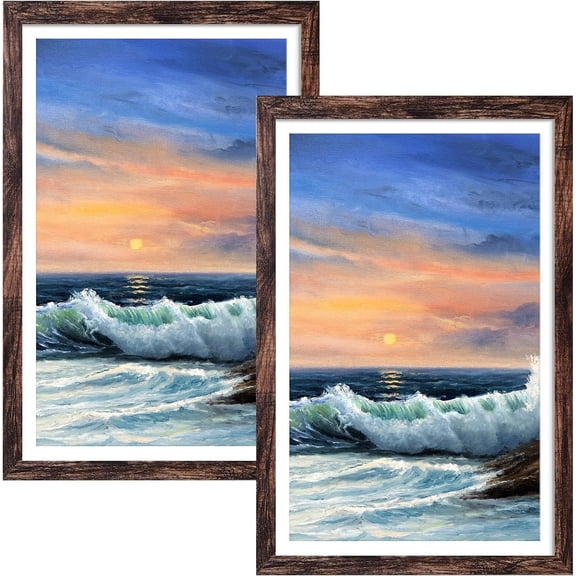 19.25x26.75 Puzzle Picture Frame, Wall Hanging Poster Frames, Display Pictures 19.25 x 26.75 without Mat, Pack of 2, Black