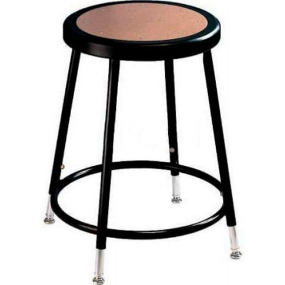 19-27 in. Interion Steel Shop Stool with Hardboard Seat - Black - Pack of 2