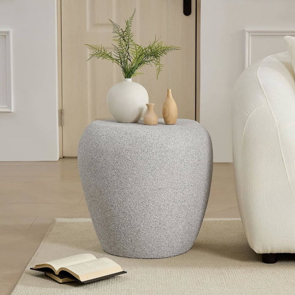 19.29 inch Irregular Fiberglass Side Table, Modern End Table for Living Room, Apartment, Office, No Assembly Required, Beige