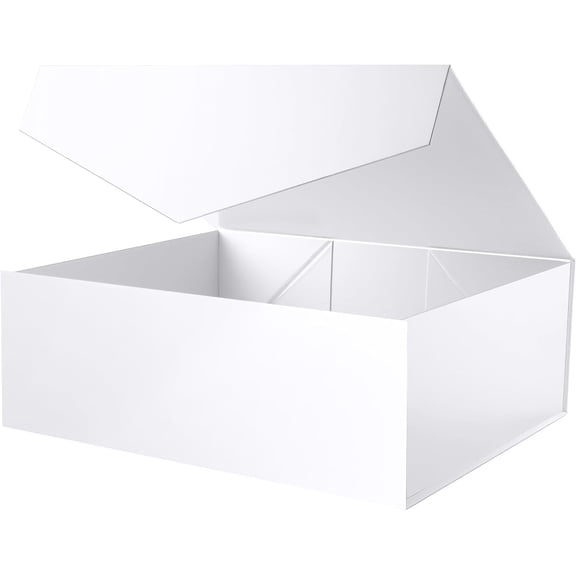 19.2x15.8x7 Inches, Extra Large Gift Box with Lid, Bridesmaid Proposal Box with Magnetic Closure, Giant Gift Box for Clothes and Large Gifts (Glossy White)