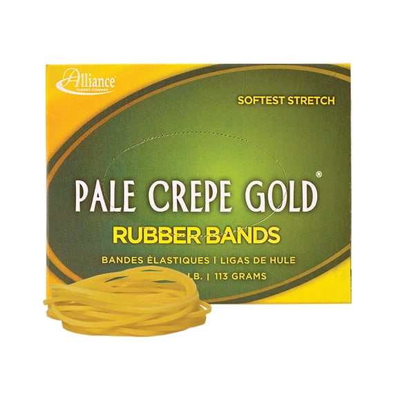 #19 (3 1/2" x 1/16") Pale Crepe Gold Rubber Bands, 1/4 lb. Box