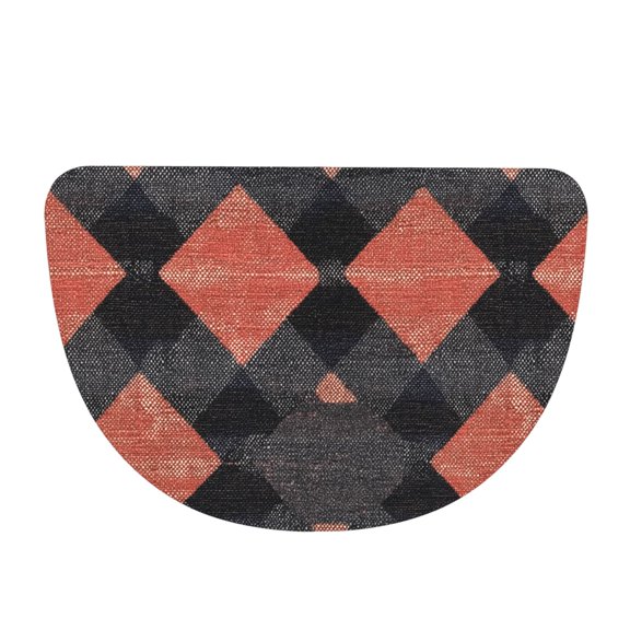 19×30in Flannel Semicircle Mat Absorbent Cleaning Maintenance And Durable Thick Dropping Easily Argyle Plaid Darksalmon_4