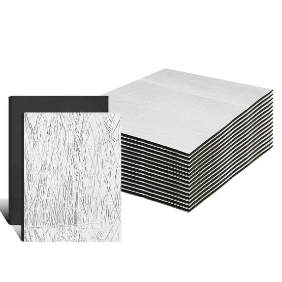 19.37sqft Sound Deadener for Cars - Aluminum Foil & Heat Shield Mat Insulation Closed Cell Foam Material for Car Interior/Hood/Door C105
