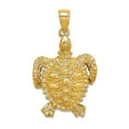 thumbnail image 1 of 19.3mm 10k Solid Yellow Gold 2-d Sea Turtle With Spiny Shell Charm Pendant Necklace for Women, 1 of 2