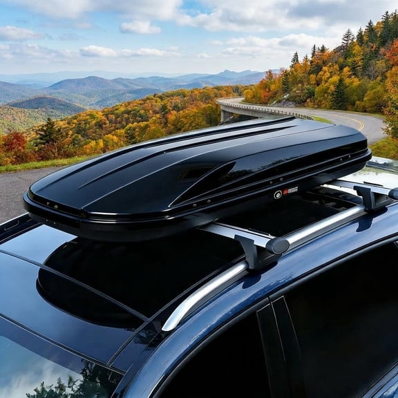 19.4 Cu Ft Rooftop Cargo Box 165 lb Capacity Lockable Roof Cargo Carrier for SUV Car Van Black