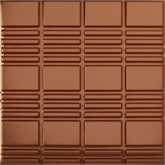 19 5/8"W x 19 5/8"H Stacked EnduraWall Decorative 3D Wall Panel, Bright Coat Copper (Covers 2.67 Sq. Ft.)
