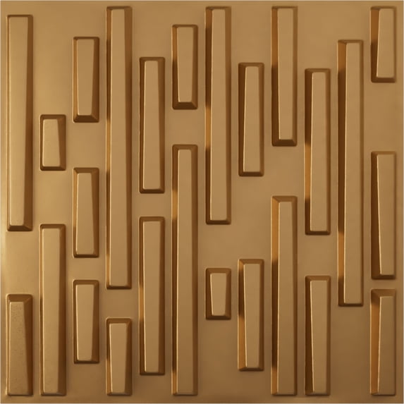 19 5/8"W x 19 5/8"H Staggered Brick EnduraWall Decorative 3D Wall Panel, Bright Coat Gold (Covers 2.67 Sq. Ft.)