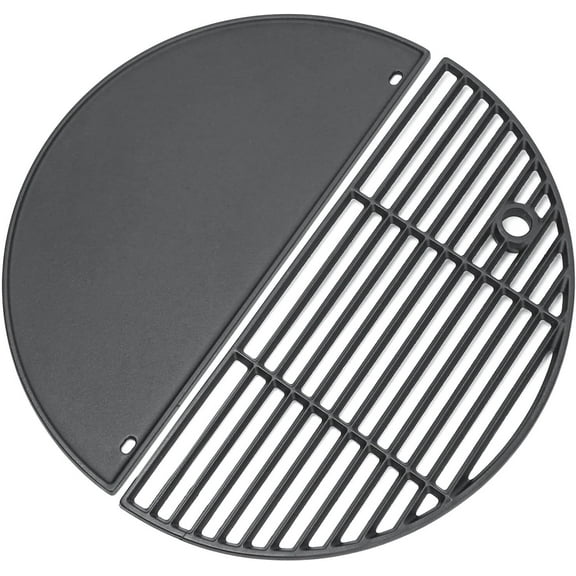 19.5" Cast Iron Upgraded Round Grill Grates for Ceramic Grill, Pit Boss K24, Louisiana Grills K24, Char-Griller 16620, Cooking Grates Griddle Combo for Grilling and Griddle