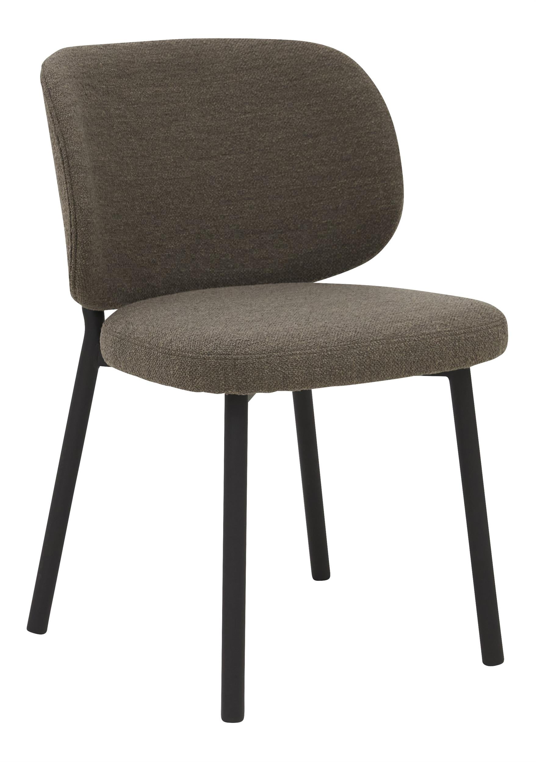 Brown Upholstered Side Chair with Black Steel Legs