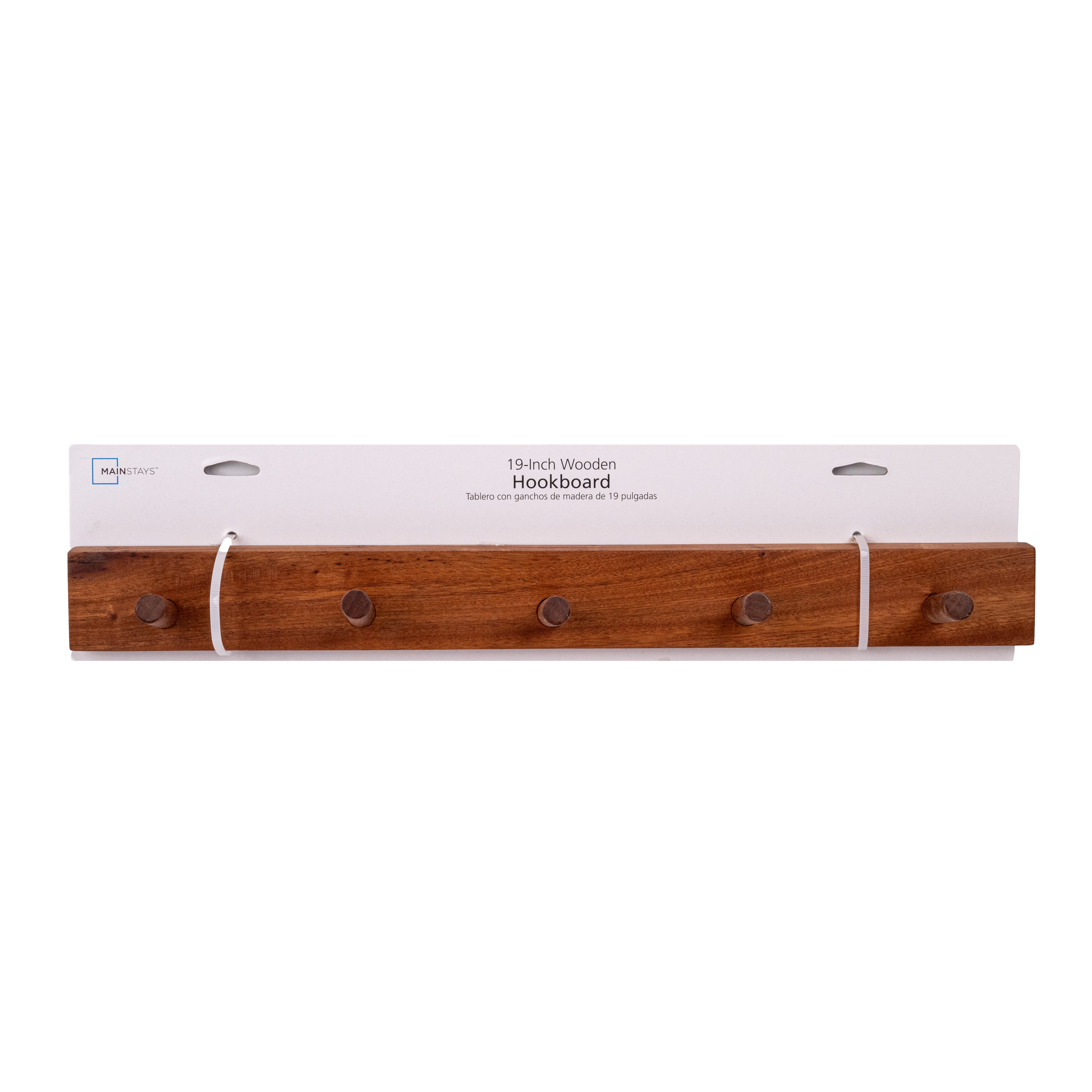 19" 5 Hook Wooden Hookboard Natural
