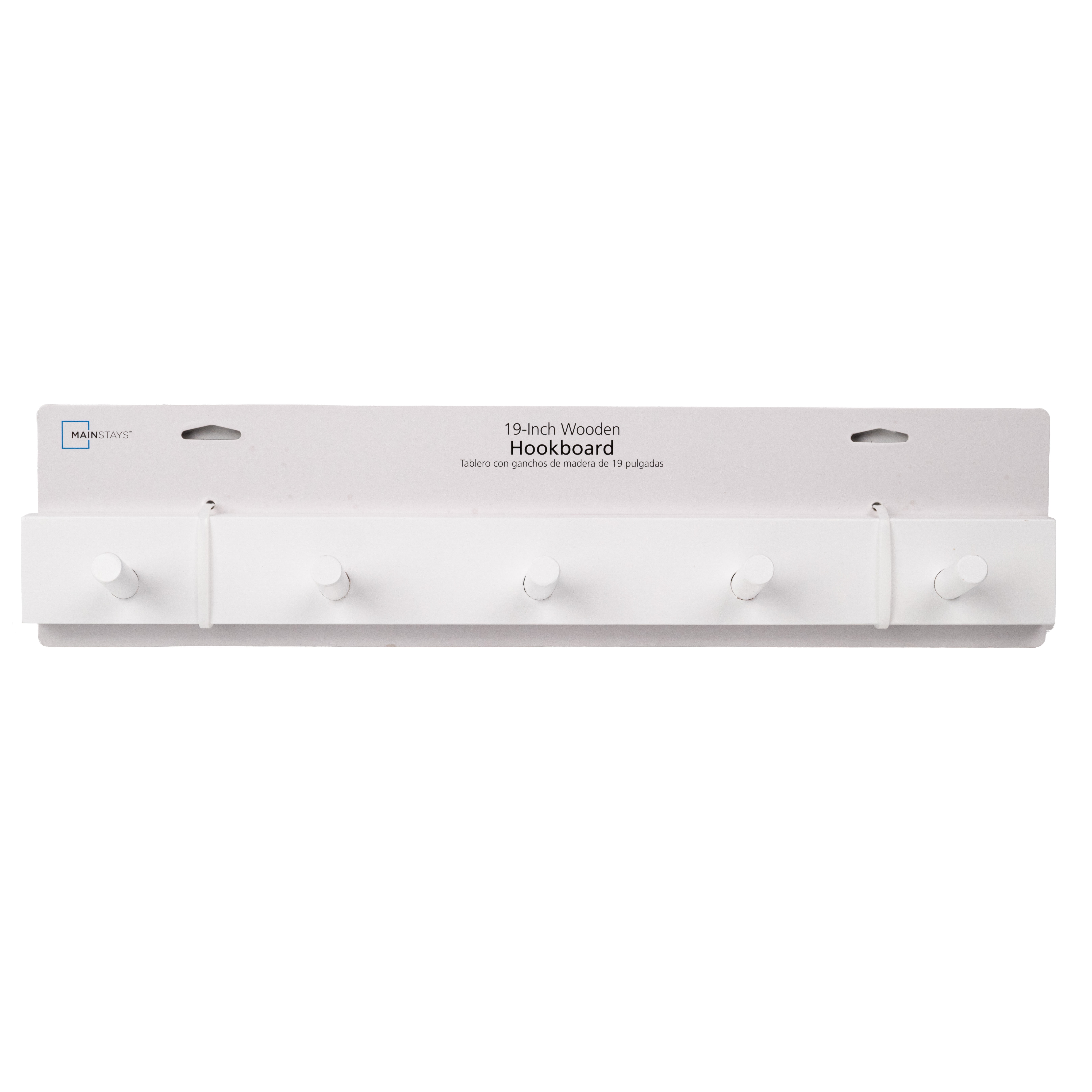 Mainstays 19" 5 Hook Wooden Hookboard White