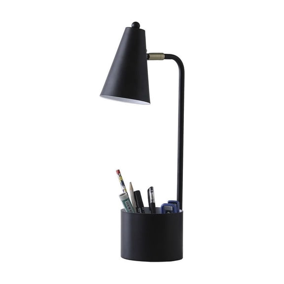 19.5" In Student Black Metal Task Desk Lamp W/ Organizer