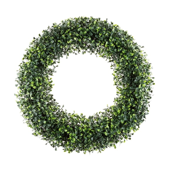 19.5-Inch Boxwood Wreath - Round UV Resistant Artificial Spring, Summer, Fall, or Winter Wreath - Indoor/Outdoor Wreaths for Front Door