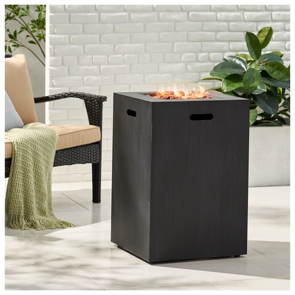 19.5" Outdoor Propane Gas Fire Pit, 30,000 BTU, Brushed Black Finish, Durable Fireplace, Perfect for Patio, Garden, Backyard Outdoor Heating
