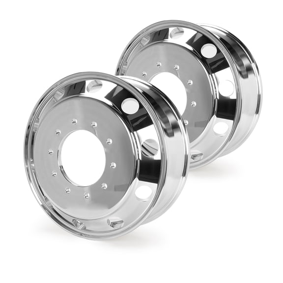 19.5" Wheel Rim 19.5x6-inch 10-Lug Polished Silver, for Dodge Ram 4500/ 5500, Set of 2