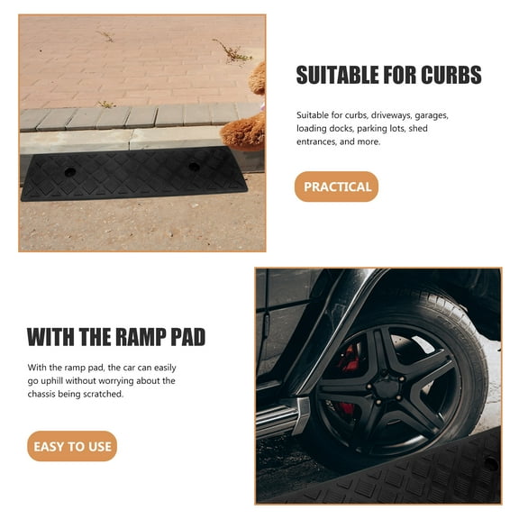 19.5" Wide Natural Rubber Power Wheelchair Ramp Scooter, 1.2'' Rise Rubber Curb Ramp Threshold Ramps,1.2" H 19.5" L 5.1"W