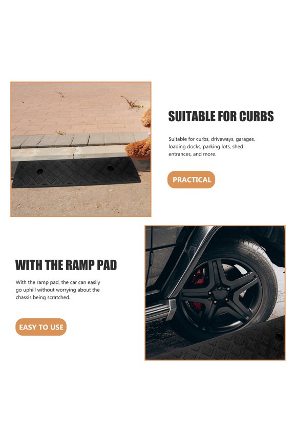 19.5" Wide Natural Rubber Power Wheelchair Ramp Scooter, 1.2'' Rise Rubber Curb Ramp Threshold Ramps,1.2" H 19.5" L 5.1"W