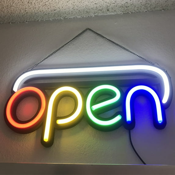 19.5 in. LED Neon Light Open Sign, Business Light Up Sign Open LED Lamp Panel Advertisement Board for Bar