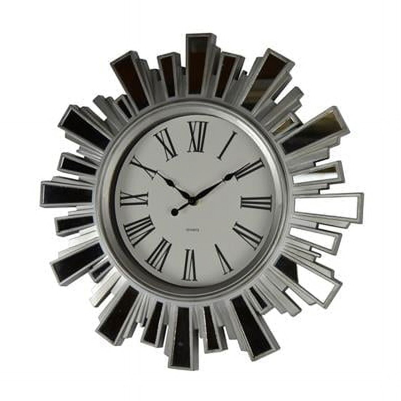 19.5" Silver and Mirror Starburst Wall Clock