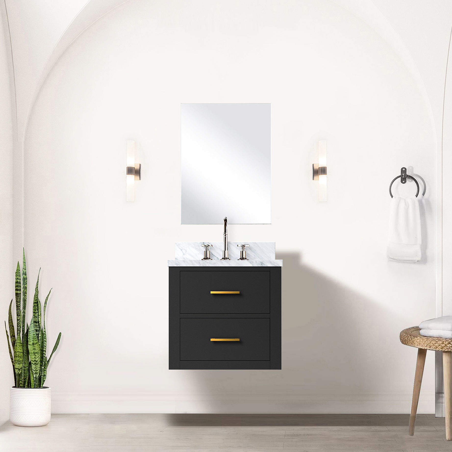 19.5 in. Wide Black Vanity with Soft - Close Function / Quick Setup in