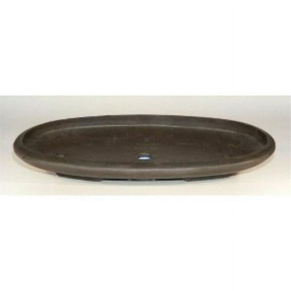 19.5 x 11.25 x 2 in. OD 18.25 x 9.75 x 1.5 in. ID Oval Mica Forest Pot, Brown