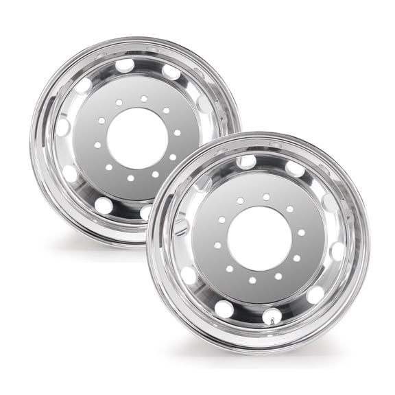19.5" x 6" Wheel Rim for Dodge Ram 4500/ 5500 10-Lug Polished 763297 Front/ Rear Replacement Alloy Rim, 2 Count