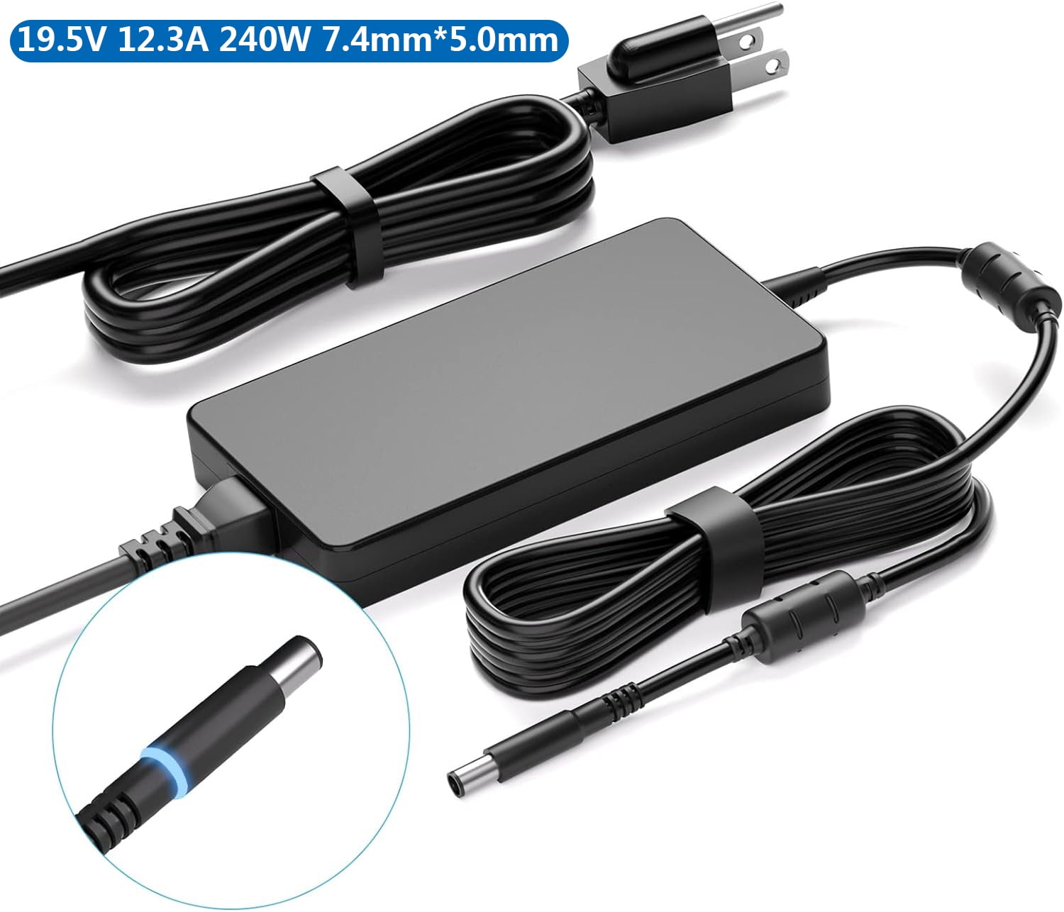 19.5V 12.3A 240W 7.4mm*5.0mm Laptop AC Adapter Charger for Dell Alienware M17XR4 17 R5 17 R3 AW17 7219 M17xR3 17 R2 PA9E 3060 R4AC R1M17X AM18X-6732BAA P18E001 W7HP64 AW15R4-7712SLV AW17R3-4175SLV