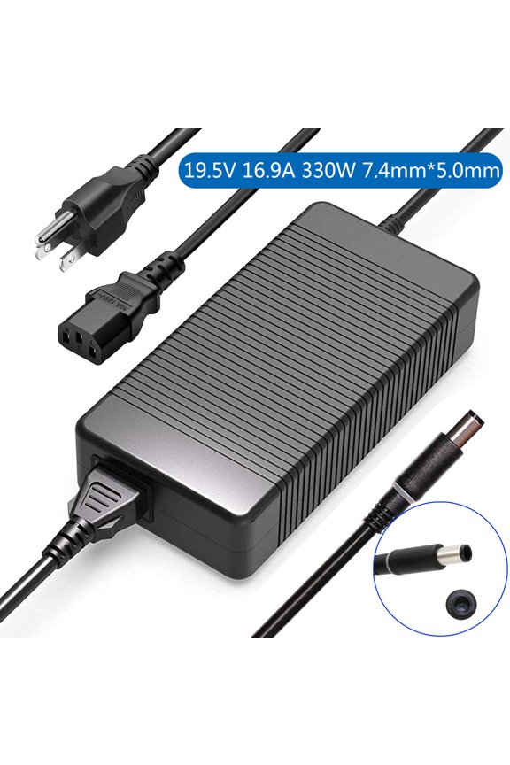 19.5V 16.9A 300W 7.4mm*5.0mm Laptop AC Adapter Charger for Dell Alienware P12E 3070 1070 RTX i5-3330 M17X R4 M18X R1 M18X R2 X51 R2 F0K0N x17 GTX1080 0XM3C3 R5MR2 M18 P19E M15x P48E M17x AW17 GTX970