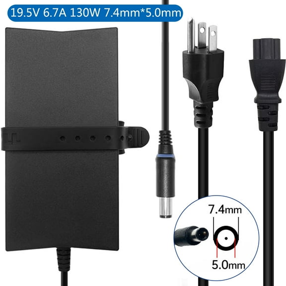 19.5V 6.7A 130W 7.4mm*5.0mm Laptop AC Adapter Charger for Dell Alienware 13 13-R2 m13X m13x-R2 m14Xd ASM-R2, ASM100 13 P56G M14X 13 R2 P56G002, M11xR3 PR03X M14, Strom DA130PE1-00 Dock WD19 WD19S