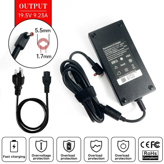 19.5V 9.23A Laptop AC Adapter Charger for Acer Aspire V Nitro KP.18001.002 V15 Nitro VN7-593G TV Nitro 15 VN7-593G V15 Nitro VN7-593G V17 Nitro VN7-793G VN7-793G A715-71G A717-71G VN7-792G VN7-592G