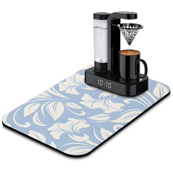 19.5x12in Coffee Drying Mat with Exceptional Absorbency Diatom Mud, QuickDry Fabric, Waterproof, SlipResistant, Decorative Pattern,Coffee Mat Easy to Clean